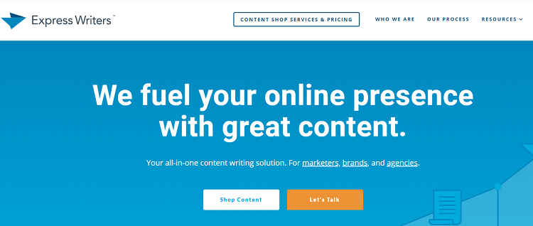 Express Writers homepage